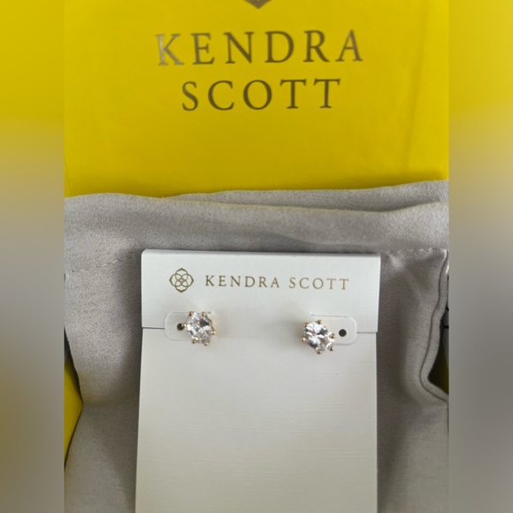 Kendra Scott Cailin Gold Crystal Stud Earrings in White Crystal - Picture 6 of 11